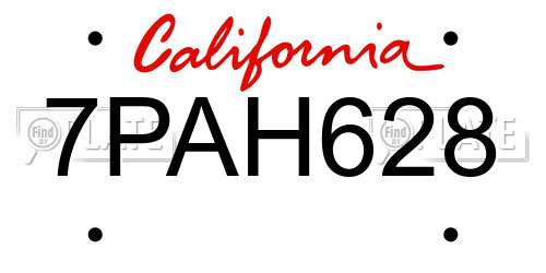7PAH628 California License Plate