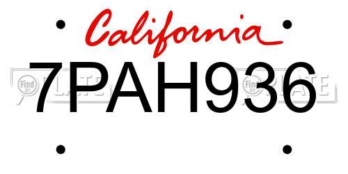 7PAH936 California License Plate
