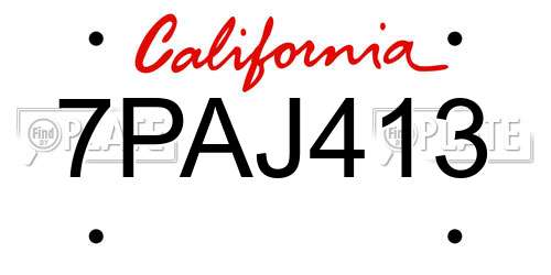 7PAJ413 California License Plate
