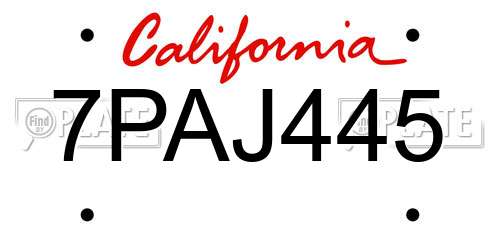 7PAJ445 California License Plate