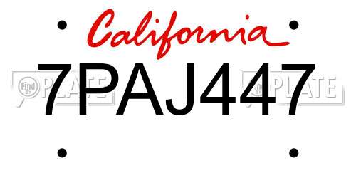7PAJ447 California License Plate