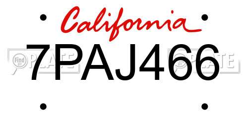7PAJ466 California License Plate