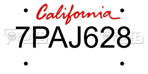 7PAJ628 California License Plate