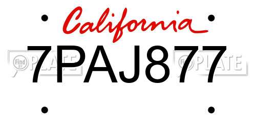 7PAJ877 California License Plate