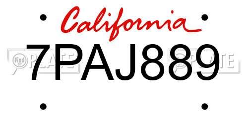 7PAJ889 California License Plate