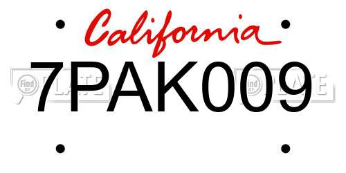 7PAK009 California License Plate