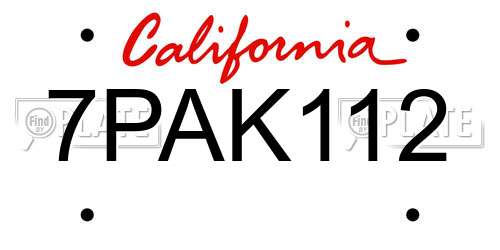 7PAK112 California License Plate