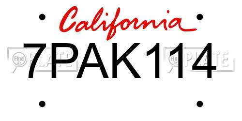 7PAK114 California License Plate