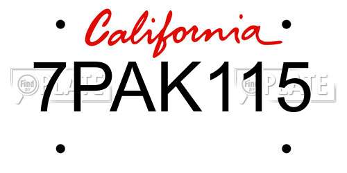 7PAK115 California License Plate