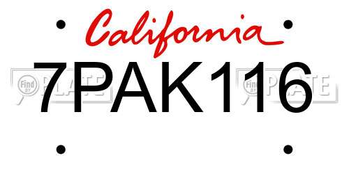 7PAK116 California License Plate