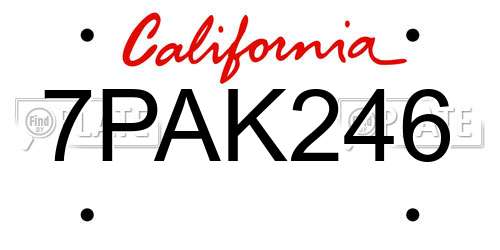 7PAK246 California License Plate