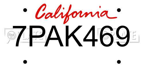 7PAK469 California License Plate