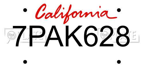 7PAK628 California License Plate