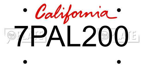 7PAL200 California License Plate