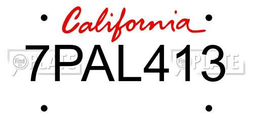 7PAL413 California License Plate