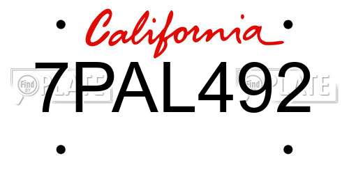 7PAL492 California License Plate