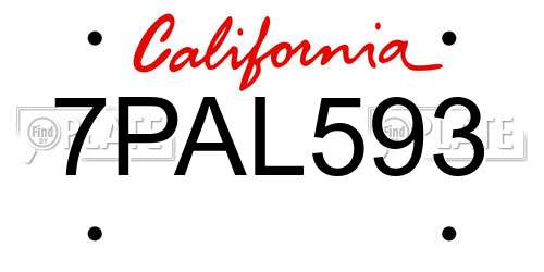 7PAL593 California License Plate