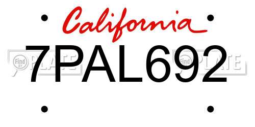 7PAL692 California License Plate