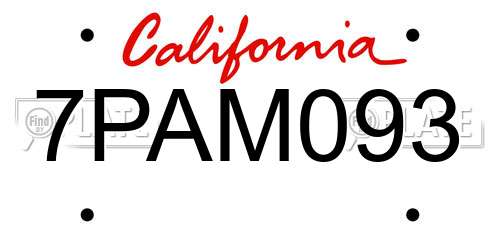 7PAM093 California License Plate