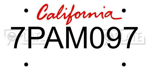 7PAM097 California License Plate