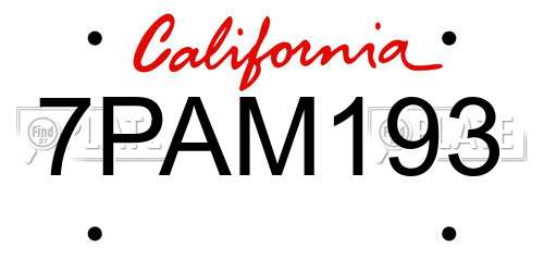 7PAM193 California License Plate