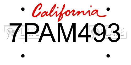 7PAM493 California License Plate