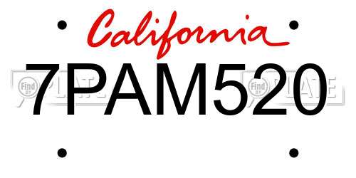 7PAM520 California License Plate