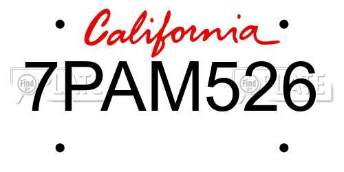 7PAM526 California License Plate