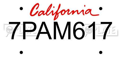 7PAM617 California License Plate