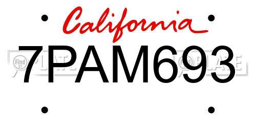 7PAM693 California License Plate