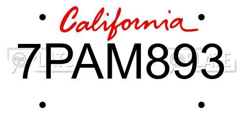 7PAM893 California License Plate