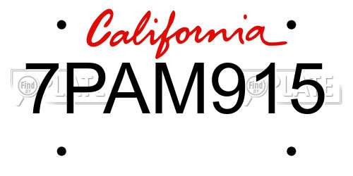 7PAM915 California License Plate