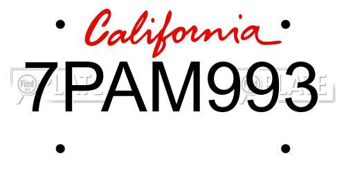 7PAM993 California License Plate