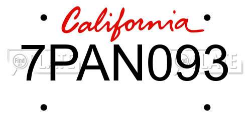 7PAN093 California License Plate