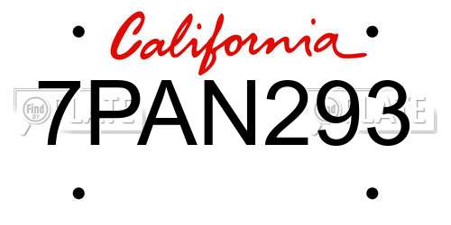 7PAN293 California License Plate