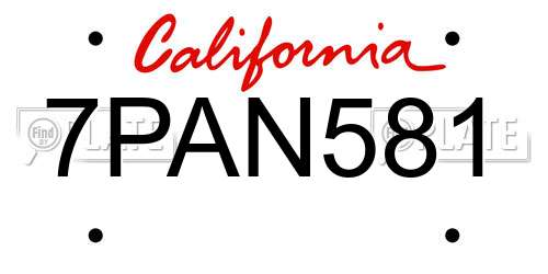 7PAN581 California License Plate