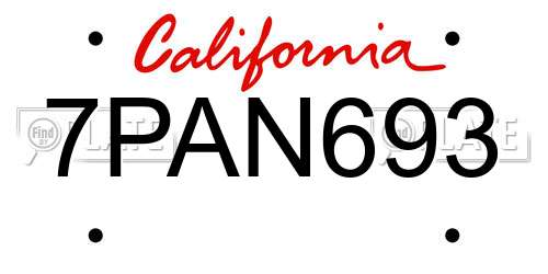 7PAN693 California License Plate