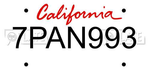 7PAN993 California License Plate