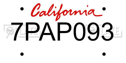 7PAP093 California License Plate