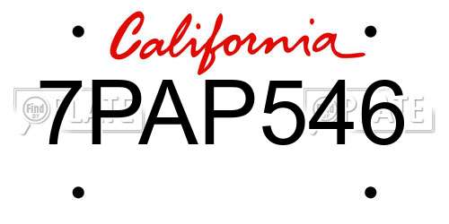 7PAP546 California License Plate