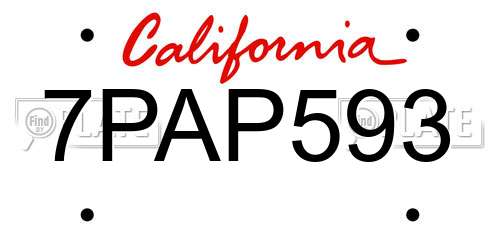 7PAP593 California License Plate