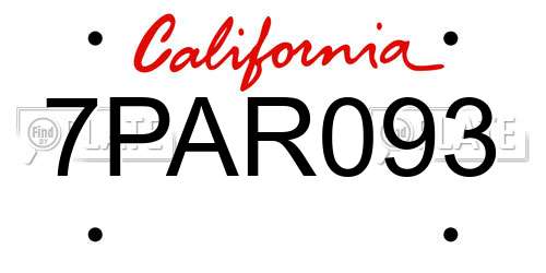7PAR093 California License Plate