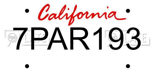 7PAR193 California License Plate