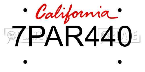 7PAR440 California License Plate