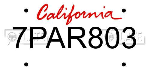 7PAR803 California License Plate