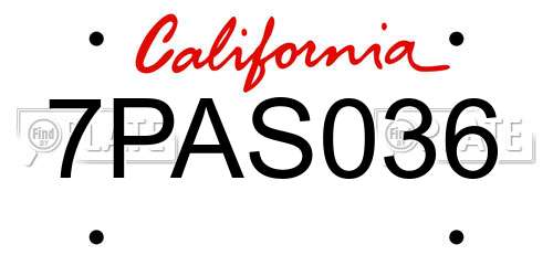7PAS036 California License Plate