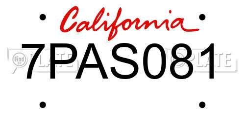 7PAS081 California License Plate