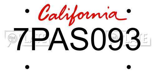 7PAS093 California License Plate
