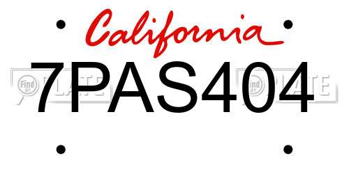 7PAS404 California License Plate