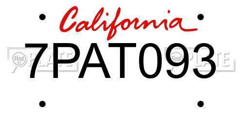 7PAT093 California License Plate